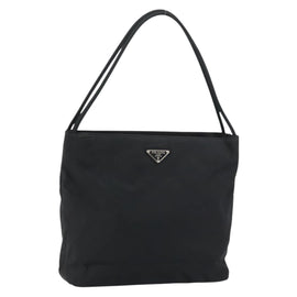 PRADA Tote Bag Nylon Black Silver Auth 158383