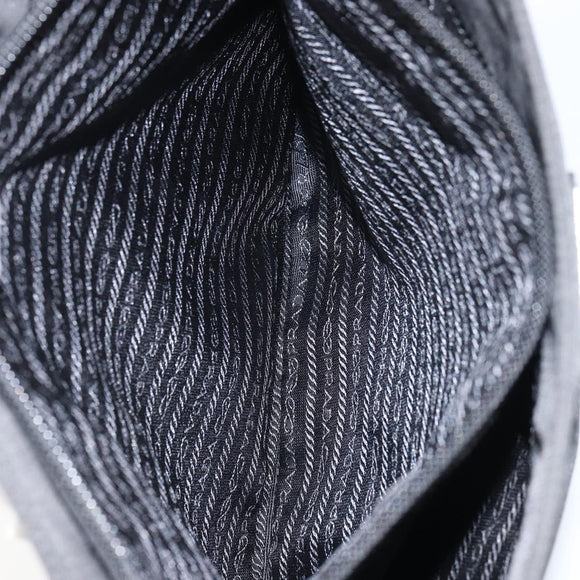 PRADA Tote Bag Nylon Black Silver Auth 158383