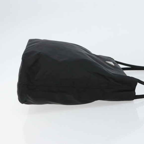 PRADA Tote Bag Nylon Black Silver Auth 158383