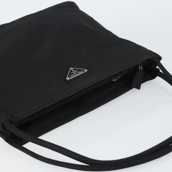 PRADA Tote Bag Nylon Black Silver Auth 158383