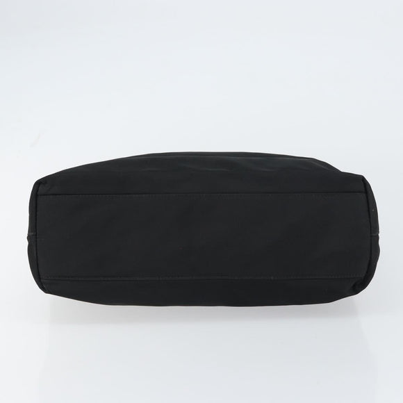 PRADA Tote Bag Nylon Black Silver Auth 158383