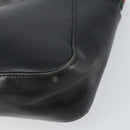 GUCCI Web Sherry Line Hand Bag Leather Black Silver 73984 Auth 158386-10