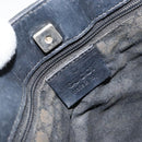 GUCCI Web Sherry Line Hand Bag Leather Black Silver 73984 Auth 158386-15