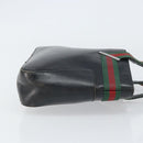 GUCCI Web Sherry Line Hand Bag Leather Black Silver 73984 Auth 158386-4