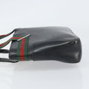 GUCCI Web Sherry Line Hand Bag Leather Black Silver 73984 Auth 158386-5