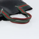 GUCCI Web Sherry Line Hand Bag Leather Black Silver 73984 Auth 158386-7