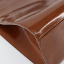 CARTIER PANTHERE Tote Bag Patent leather Brown Silver Auth 158387-11