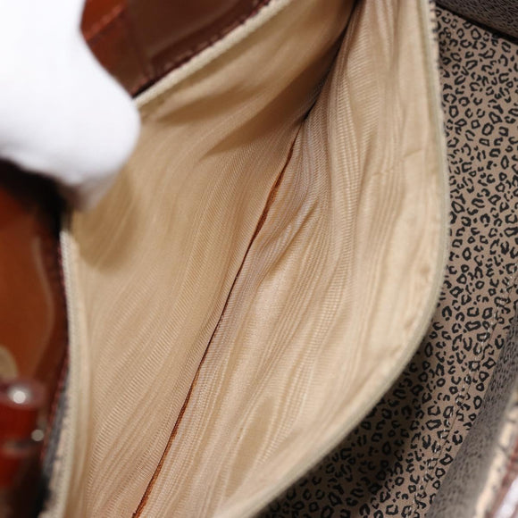 CARTIER PANTHERE Tote Bag Patent leather Brown Silver Auth 158387