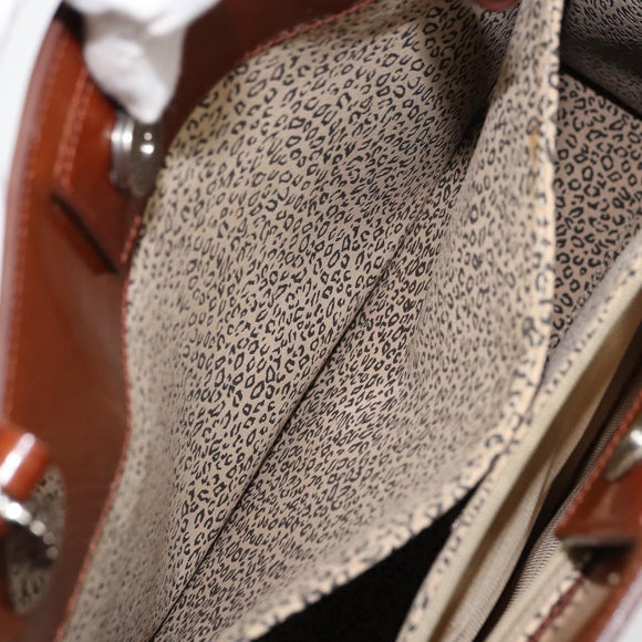 CARTIER PANTHERE Tote Bag Patent leather Brown Silver Auth 158387