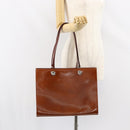 CARTIER PANTHERE Tote Bag Patent leather Brown Silver Auth 158387-23