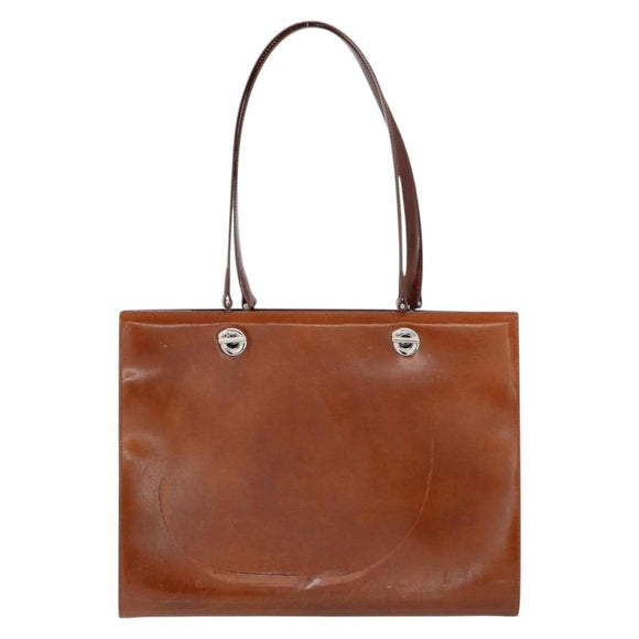 CARTIER PANTHERE Tote Bag Patent leather Brown Silver Auth 158387