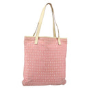 BVLGARI Logo Mania Tote Bag Canvas Pink Silver Auth 158388-1