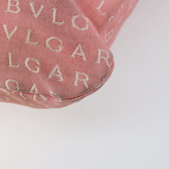 BVLGARI Logo Mania Tote Bag Canvas Pink Silver Auth 158388