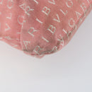 BVLGARI Logo Mania Tote Bag Canvas Pink Silver Auth 158388-15