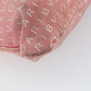 BVLGARI Logo Mania Tote Bag Canvas Pink Silver Auth 158388-9