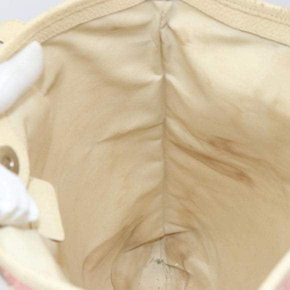 BVLGARI Logo Mania Tote Bag Canvas Pink Silver Auth 158388