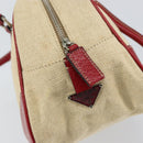 PRADA Tote Bag Canvas Beige Silver Auth 158390-14