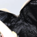 PRADA Tote Bag Canvas Beige Silver Auth 158390-17