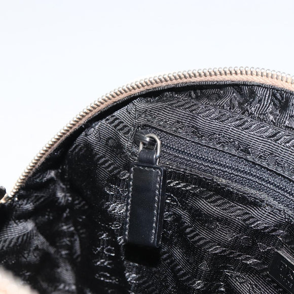 PRADA Tote Bag Canvas Beige Silver Auth 158390