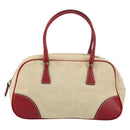 PRADA Tote Bag Canvas Beige Silver Auth 158390-2