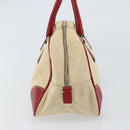 PRADA Tote Bag Canvas Beige Silver Auth 158390-5