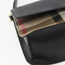 BURBERRY Shoulder Bag Leather Black Gold Auth 158393-14