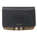 BURBERRY Shoulder Bag Leather Black Gold Auth 158393-13