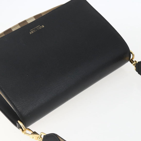 BURBERRY Shoulder Bag Leather Black Gold Auth 158393