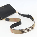 BURBERRY Shoulder Bag Leather Black Gold Auth 158393-7
