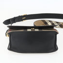 BURBERRY Shoulder Bag Leather Black Gold Auth 158393-5