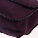 PRADA Shoulder Bag Suede Purple Gold Auth 158394-11