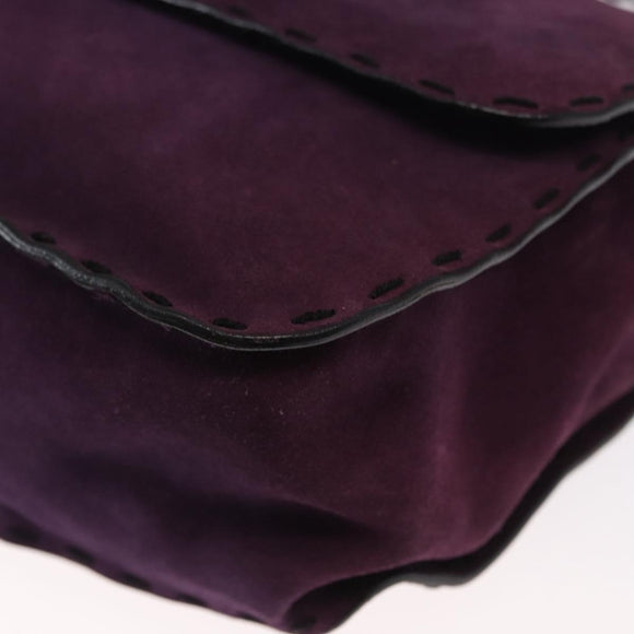 PRADA Shoulder Bag Suede Purple Gold Auth 158394