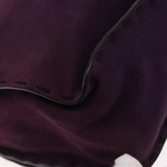 PRADA Shoulder Bag Suede Purple Gold Auth 158394