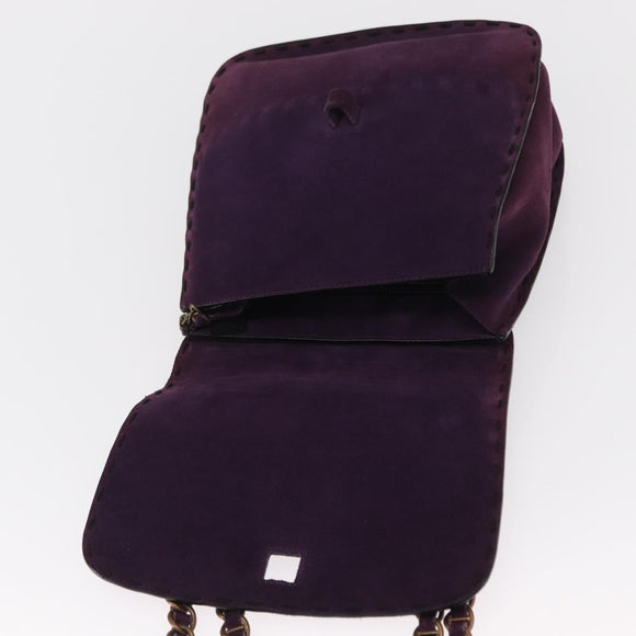 PRADA Shoulder Bag Suede Purple Gold Auth 158394