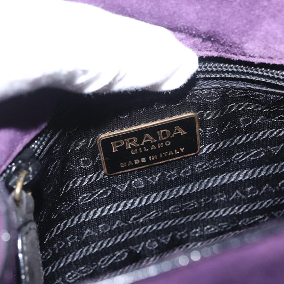 PRADA Shoulder Bag Suede Purple Gold Auth 158394