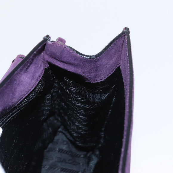 PRADA Shoulder Bag Suede Purple Gold Auth 158394