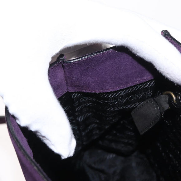 PRADA Shoulder Bag Suede Purple Gold Auth 158394