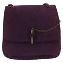 PRADA Shoulder Bag Suede Purple Gold Auth 158394-2