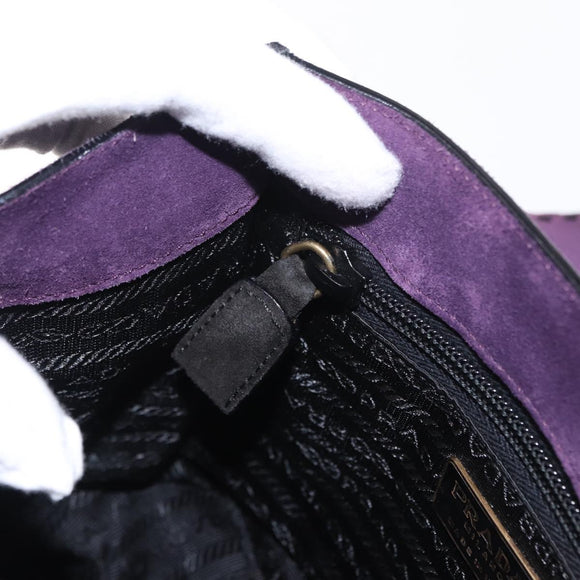 PRADA Shoulder Bag Suede Purple Gold Auth 158394