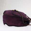 PRADA Shoulder Bag Suede Purple Gold Auth 158394-4