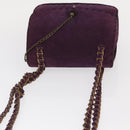 PRADA Shoulder Bag Suede Purple Gold Auth 158394-6