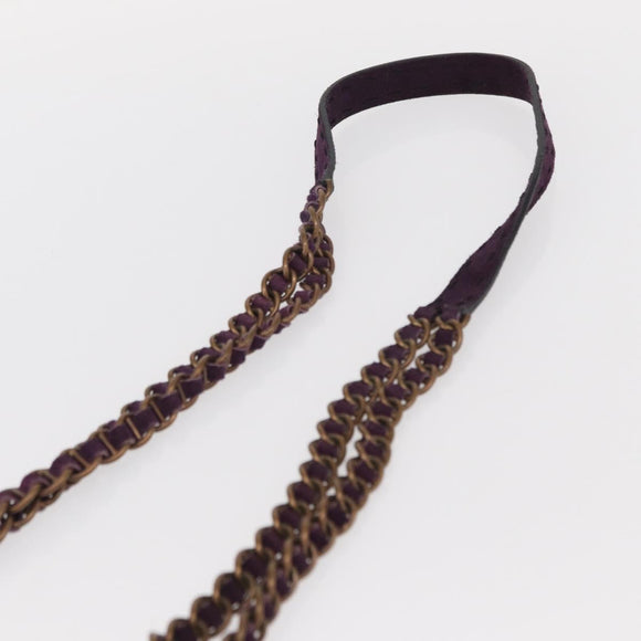 PRADA Shoulder Bag Suede Purple Gold Auth 158394