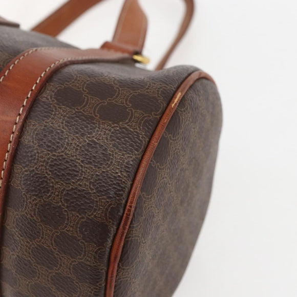 CELINE Macadam Canvas Hand Bag PVC Leather Brown Gold Auth 158396