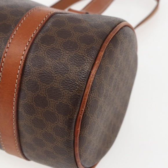 CELINE Macadam Canvas Hand Bag PVC Leather Brown Gold Auth 158396