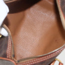 CELINE Macadam Canvas Hand Bag PVC Leather Brown Gold Auth 158396-10