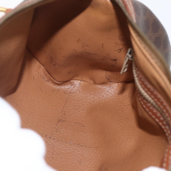 CELINE Macadam Canvas Hand Bag PVC Leather Brown Gold Auth 158396