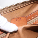 CELINE Macadam Canvas Hand Bag PVC Leather Brown Gold Auth 158396-12