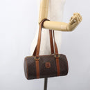 CELINE Macadam Canvas Hand Bag PVC Leather Brown Gold Auth 158396-22