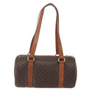 CELINE Macadam Canvas Hand Bag PVC Leather Brown Gold Auth 158396-2