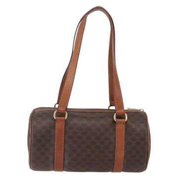 CELINE Macadam Canvas Hand Bag PVC Leather Brown Gold Auth 158396 - 0